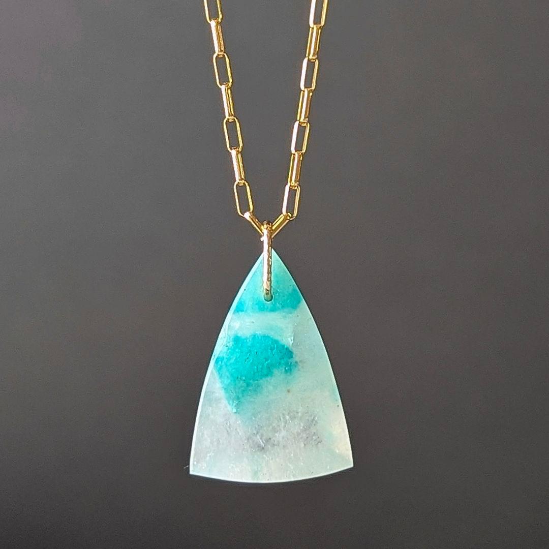 ♢N♢訳あり♢K18 アマゾナイト インクォーツ 7.45ct チャーム