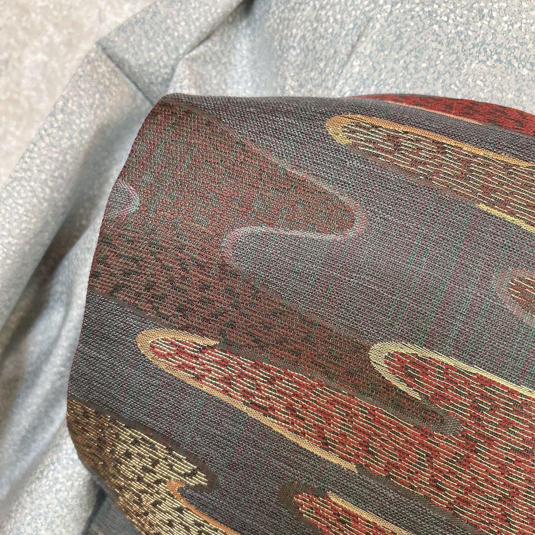 大島紬　染め大島　小紋　フルセット　着物　正絹　水色　難あり　p2