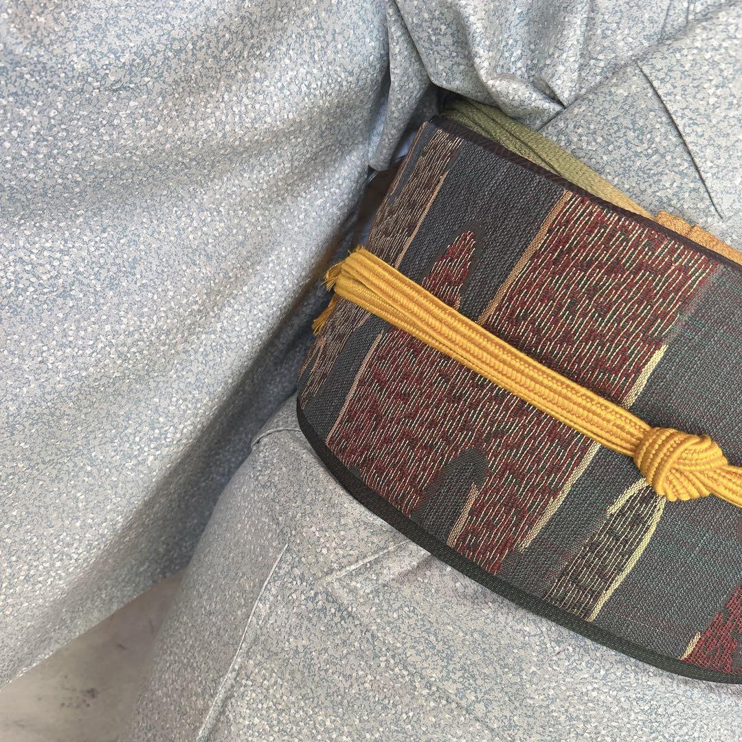 大島紬　染め大島　小紋　フルセット　着物　正絹　水色　難あり　p2