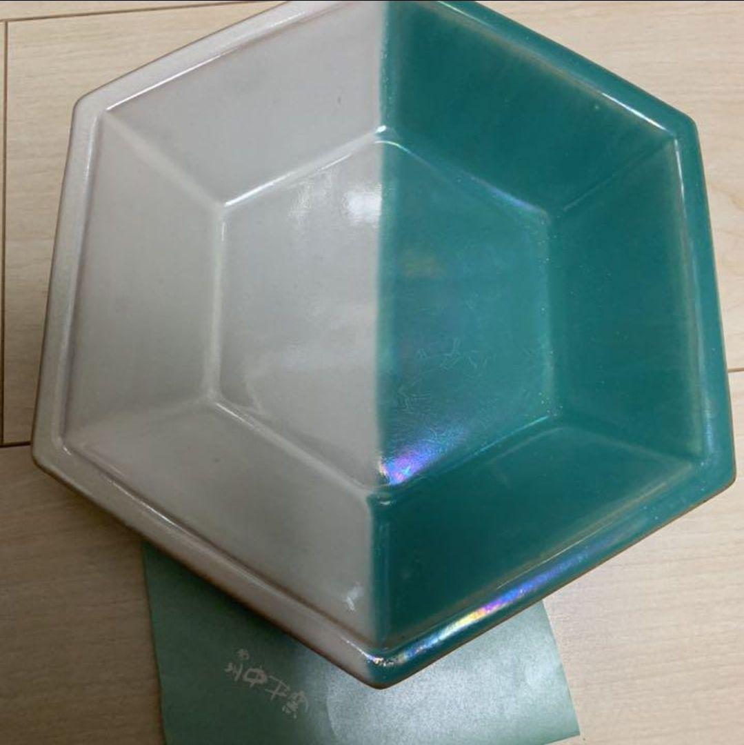 因州 中井窯 染分六角皿　柳宗理 吉田璋也 民藝 鳥取　S M L