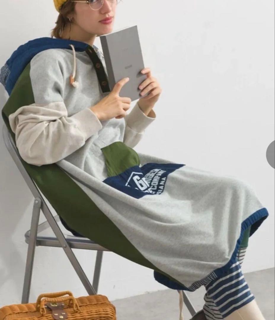 ライムインク　インディゴ異素材ドッキングワンピース　新品タグ付き