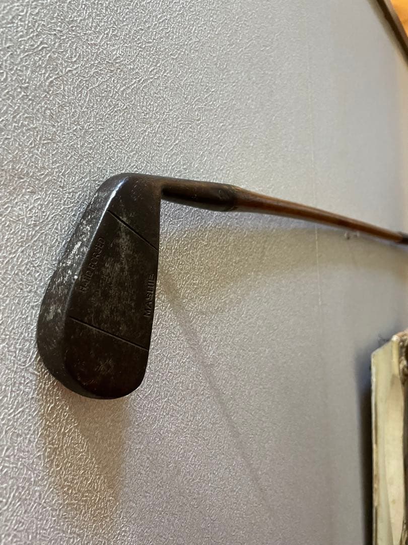 アンティーク　木製　ゴルフ　クラブ　ヒッコリー　アイアン　A　100年　アメリカ