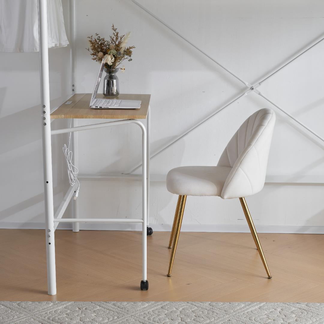 大人気✨！ロフトベッド（S）コンセント・デスク付きスチール 耐震　WHITE