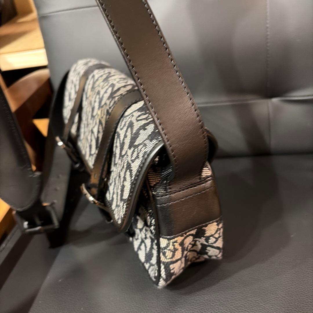 【美品】ディオール　ショルダーバッグ　トロッター　キャンバス　レザー　灰色　黒色