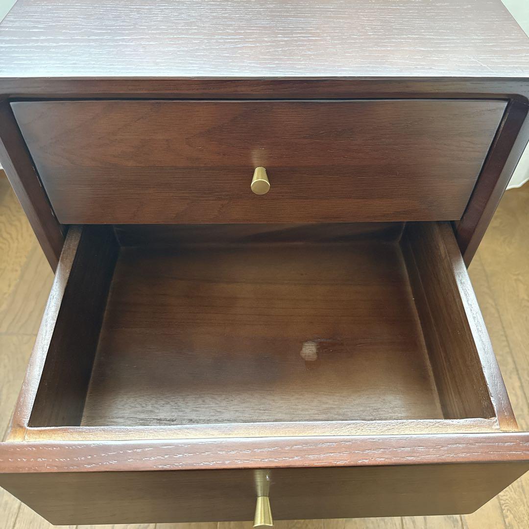 kuri様　　　サイドテーブル　ナイトテーブル　組み立て不用　　オーク×ゴールド