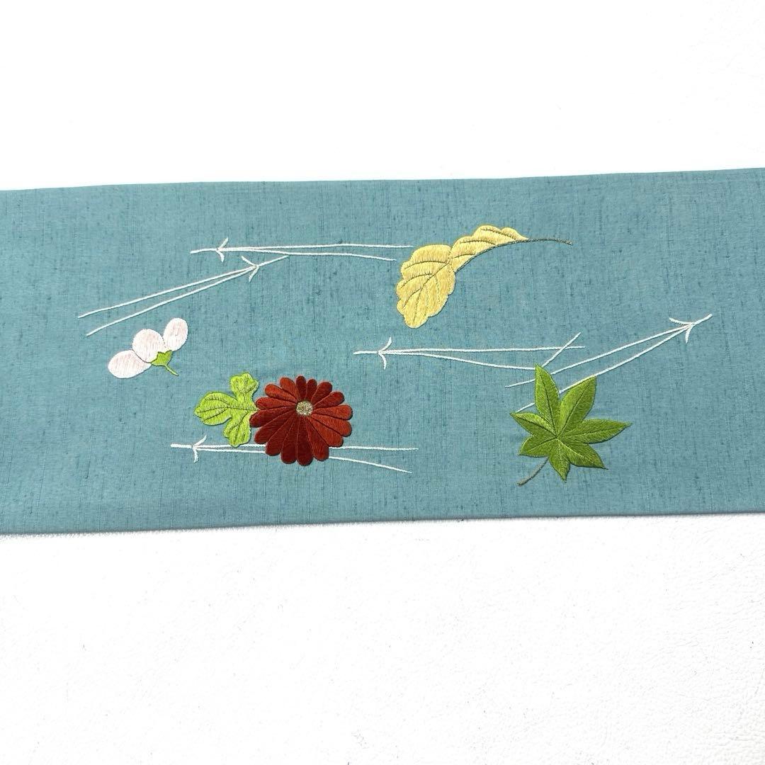専用帯5112 ●高級 正絹 紬 刺繍 名古屋仕立て 名古屋帯 吹き寄せ