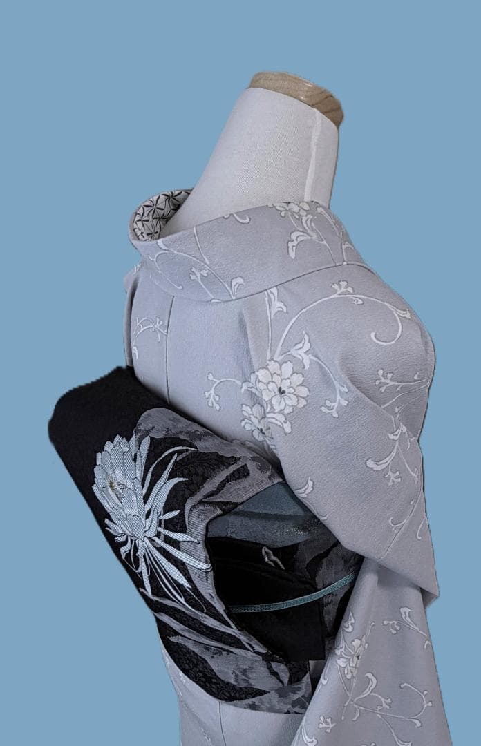 帯３　千地康弘　月下美人アラベスク柄名古屋帯　アイスミント　正絹　新品未使用