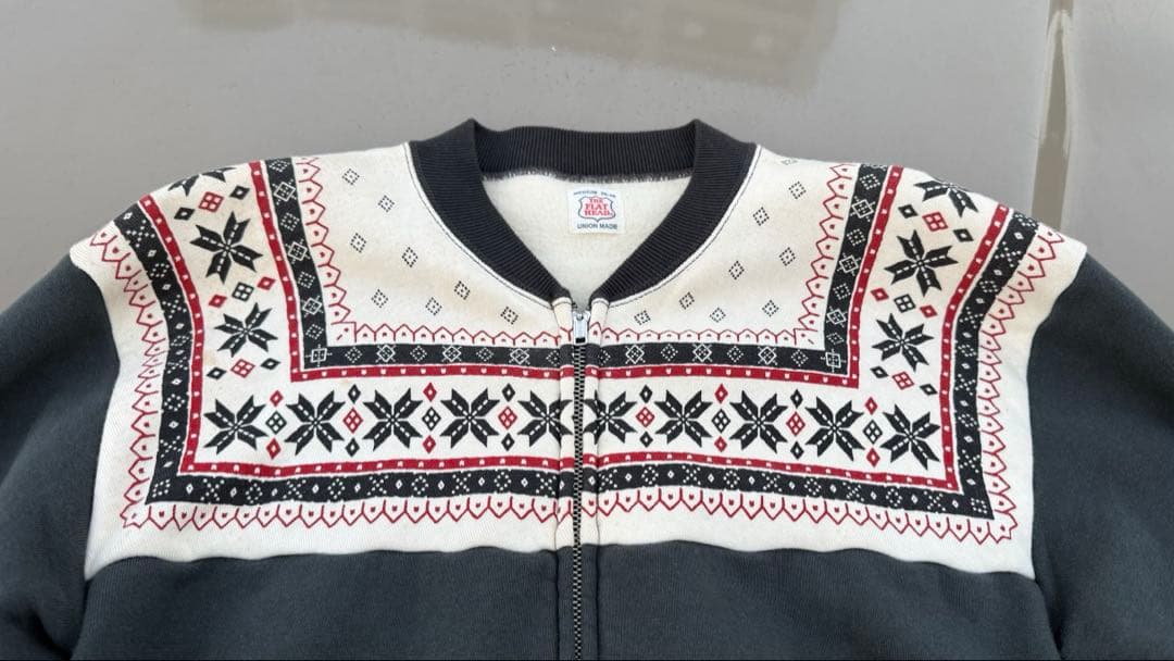 アメカジFLAT HEAD フラットヘッド 雪柄スウェット　38-40