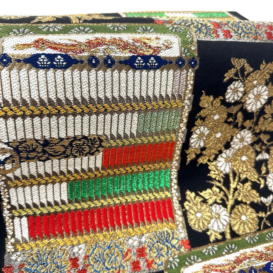 専用帯4150 ●高級 正絹 別織 威毛錦菊文 六通 袋帯