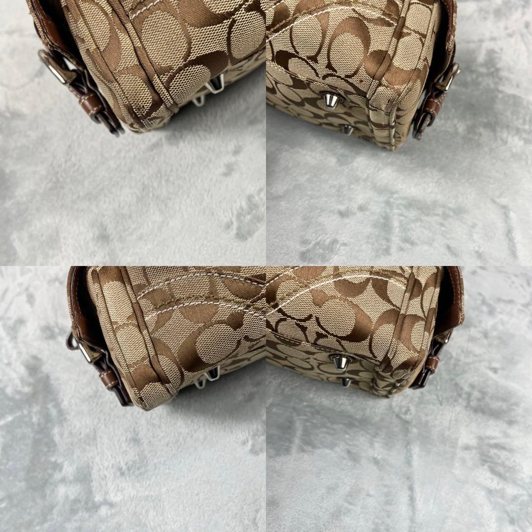 バッグ Coach Signature Satchel Canvas Bag Beige