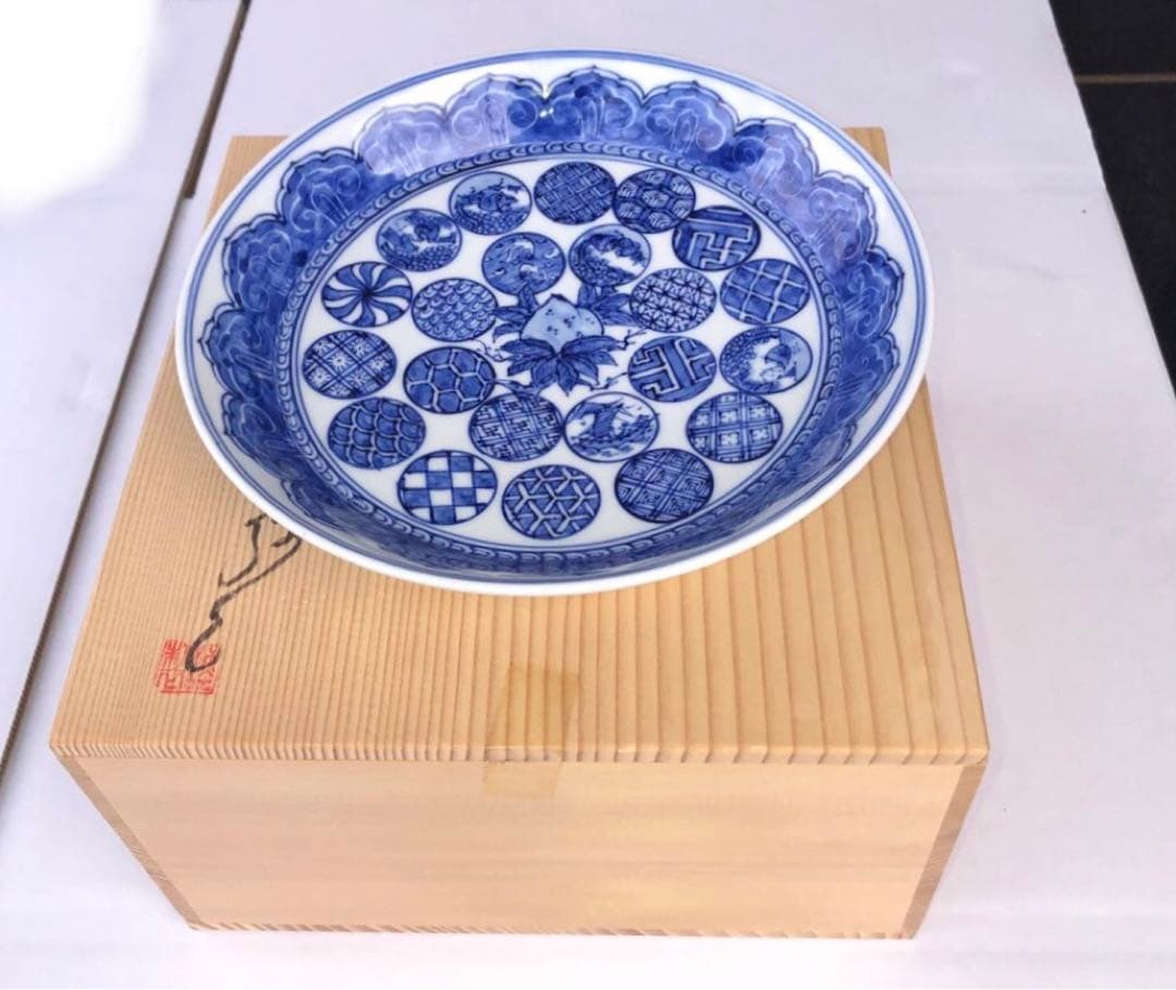 5. 京焼　昭阿弥造　祥瑞◯◯丸紋　皿（直径20cm）