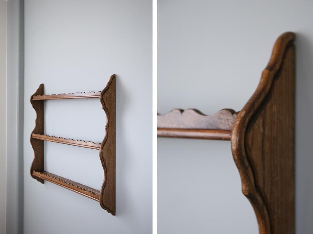 フランスアンティーク木製ウォールシェルフ/壁掛けラック/飾り棚(90-125-3