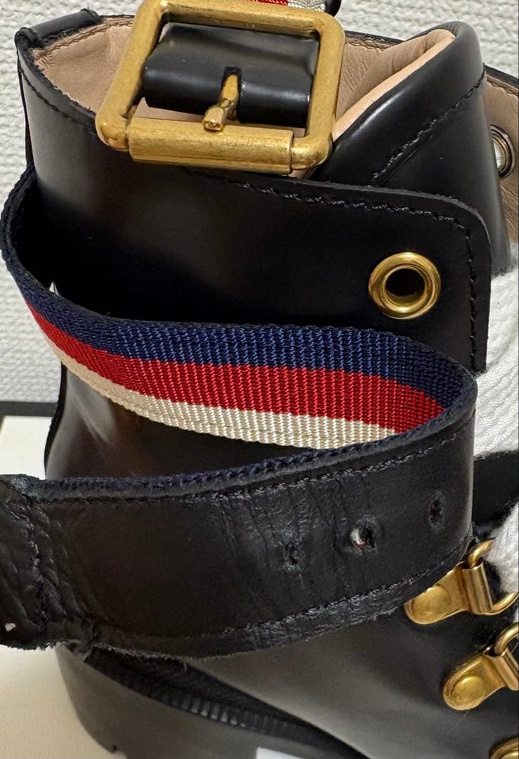 GUCCI グッチ　アンクルブーツ　レザー　シルヴィウェブ