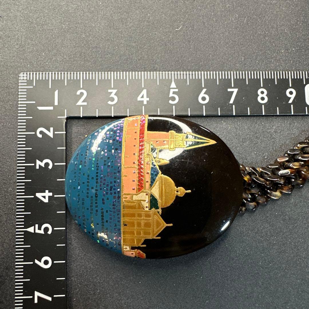 【vintage】川崎川光　作家もの　螺鈿細工　本鼈甲　ブローチ　ペンダント