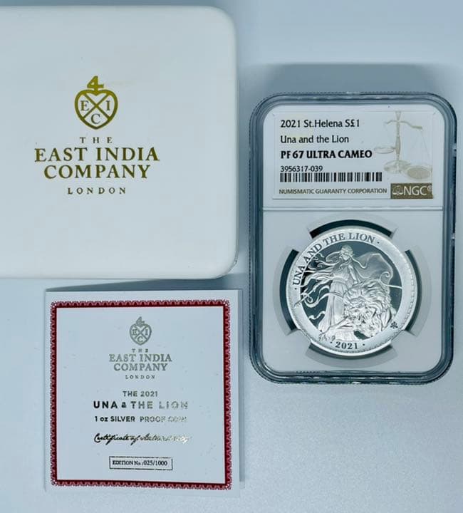 【セントヘレナ】ウナとライオン 2021年 プルーフ 銀貨 イギリス 2020