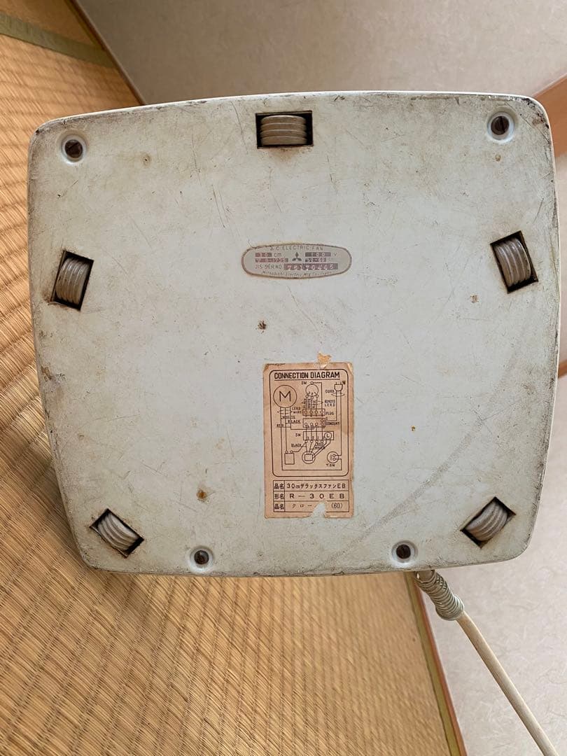 希少_昭和30年代の四角いレトロ扇風機_MITSUBISHI