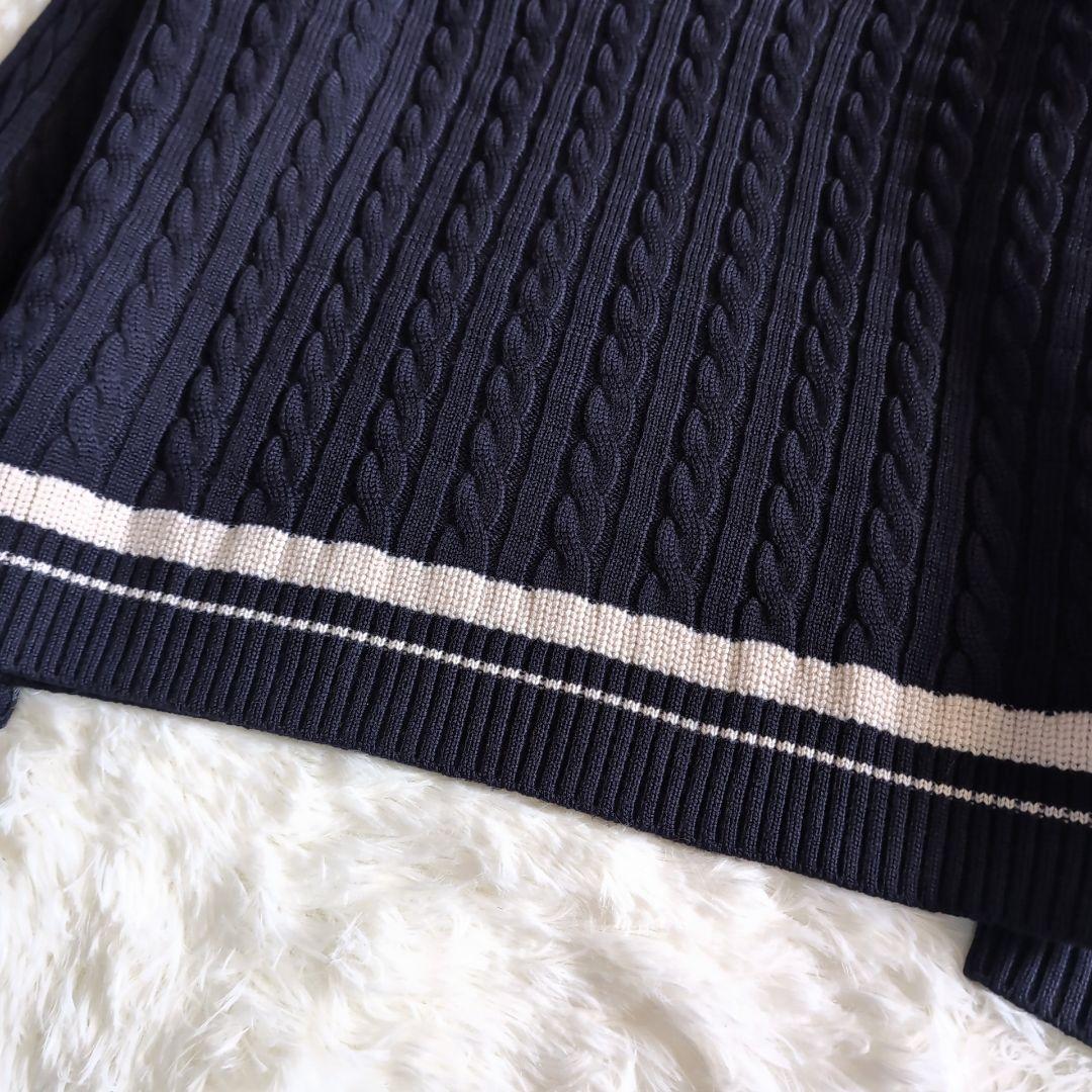 美品 バトナー シップス別注 肉厚ウール ケーブル チルデンニット ネイビー