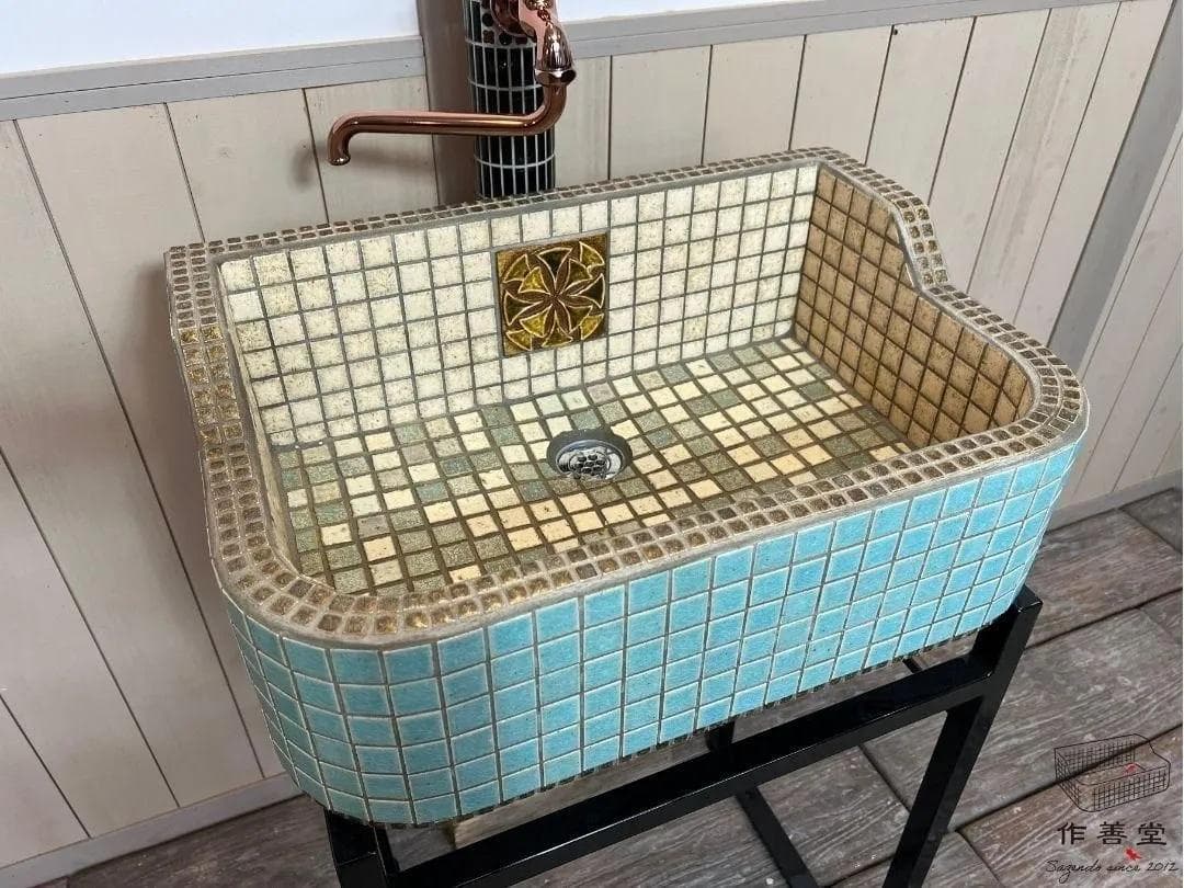 作善堂タイルシンク流し台　美濃焼タイルシンク　ライトＳＳサイズ　5043