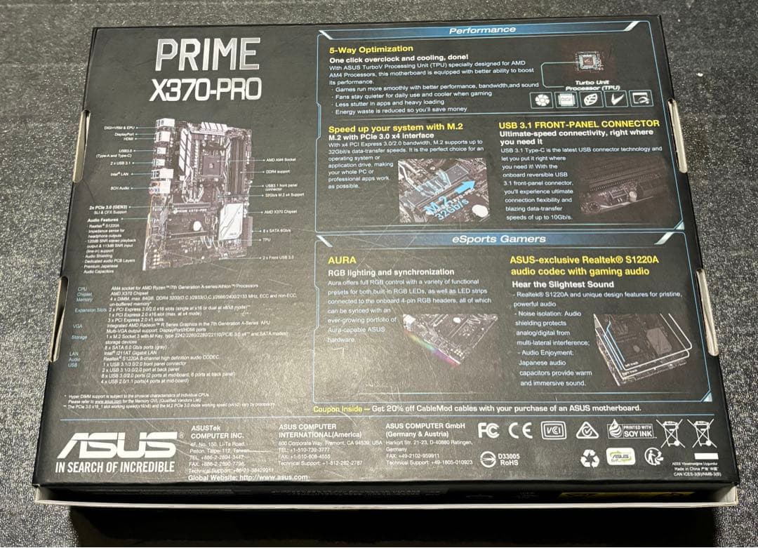 未使用　ASUS PRIME X370-PRO マザーボード