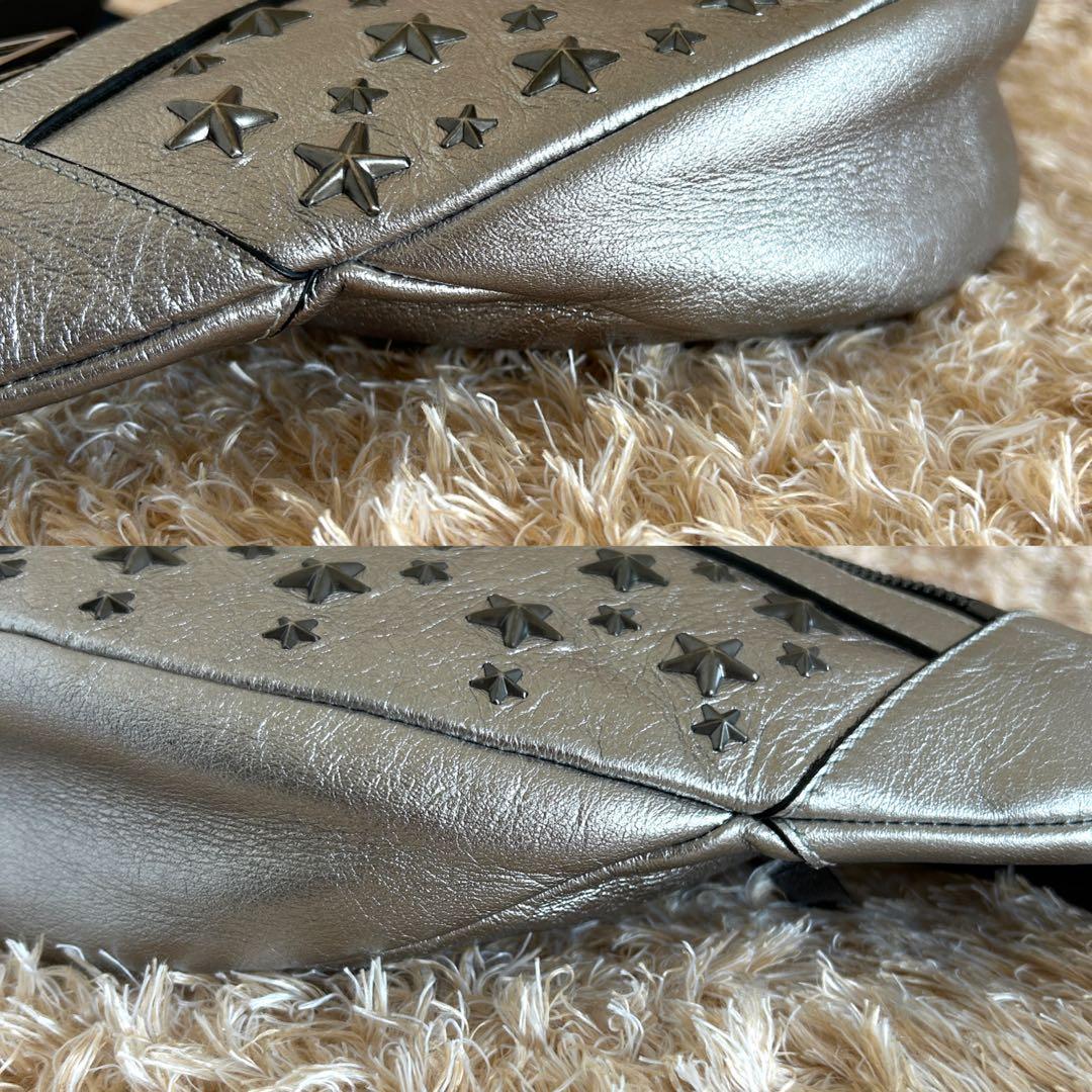 極美品✨ ジミーチュウ デリー スタースタッズ レザー ボディバッグ シルバー