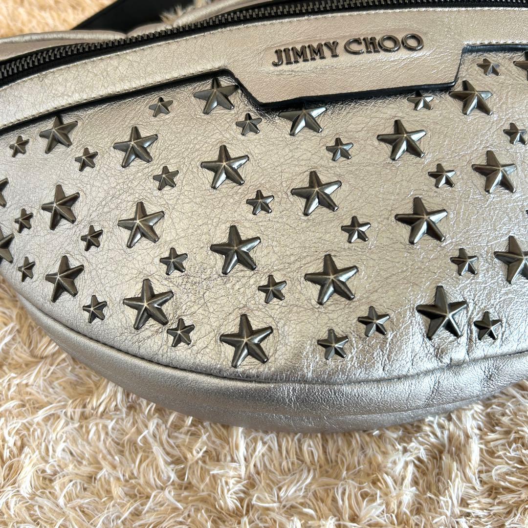 極美品✨ ジミーチュウ デリー スタースタッズ レザー ボディバッグ シルバー