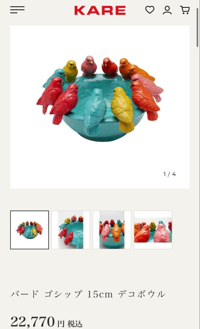 カラフルな鳥の陶器ボウルKAREドイツ定価22770円