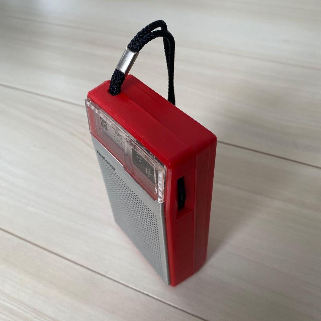 【昭和レトロ：貴重】National AMラジオ ポータブル 赤