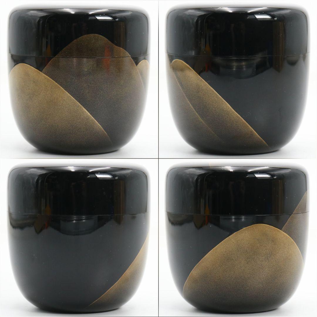 蒔絵師 北浜風月作 遠山蒔絵 大棗 内銀溜塗 輪島塗 茶道具　SX993