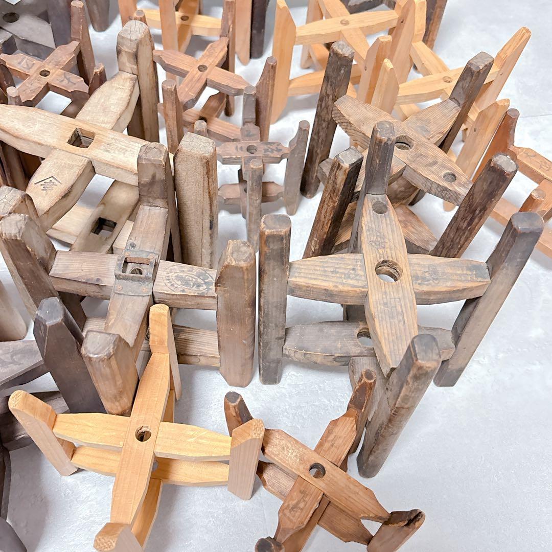 レトロ古民具 木製 糸巻き 木枠 糸車 アンティーク 骨董 30個 セット