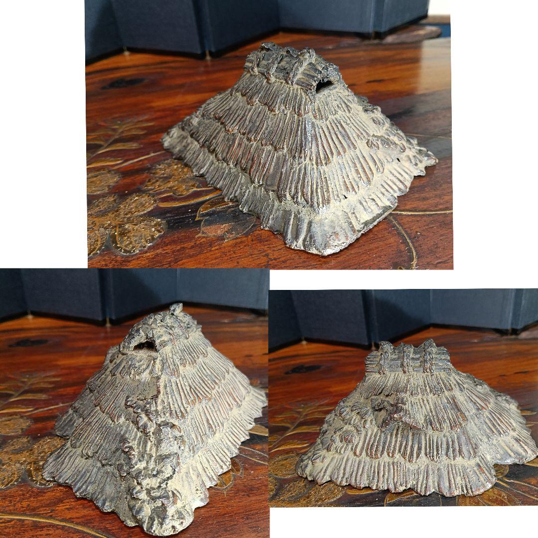 AO72 葛屋香炉 銅製 芦屋式香炉 銘有り 藁葺屋 古民家香炉 木箱