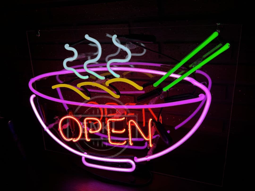 ラーメンボウル ネオンサイン OPEN　ラーメン　飲食店　看板