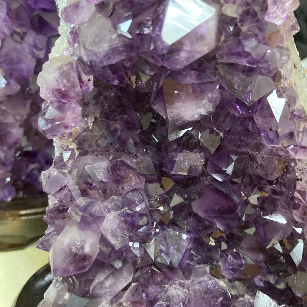 高品質 アメジスト クラスター 美極濃紫 木製台座付き　浄化　開運