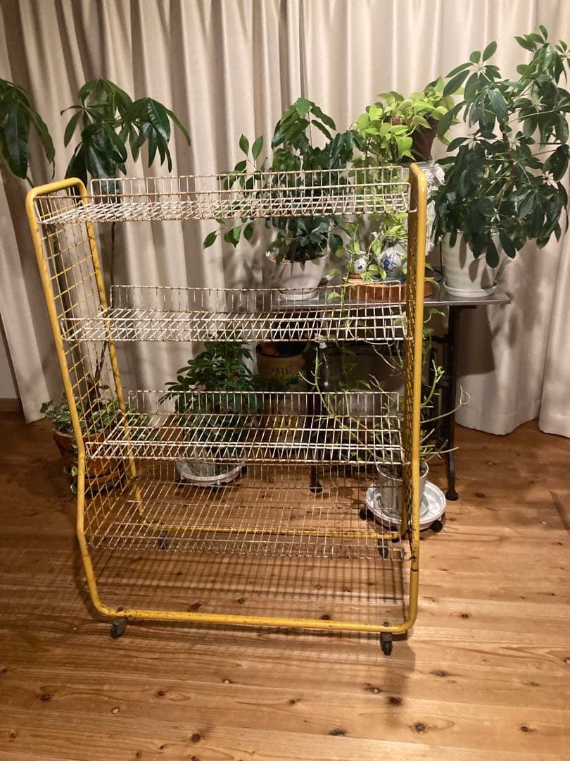 昭和レトロ　ワイヤーラック4段仕様　店舗什器　ガーデニング　シャビーラック11