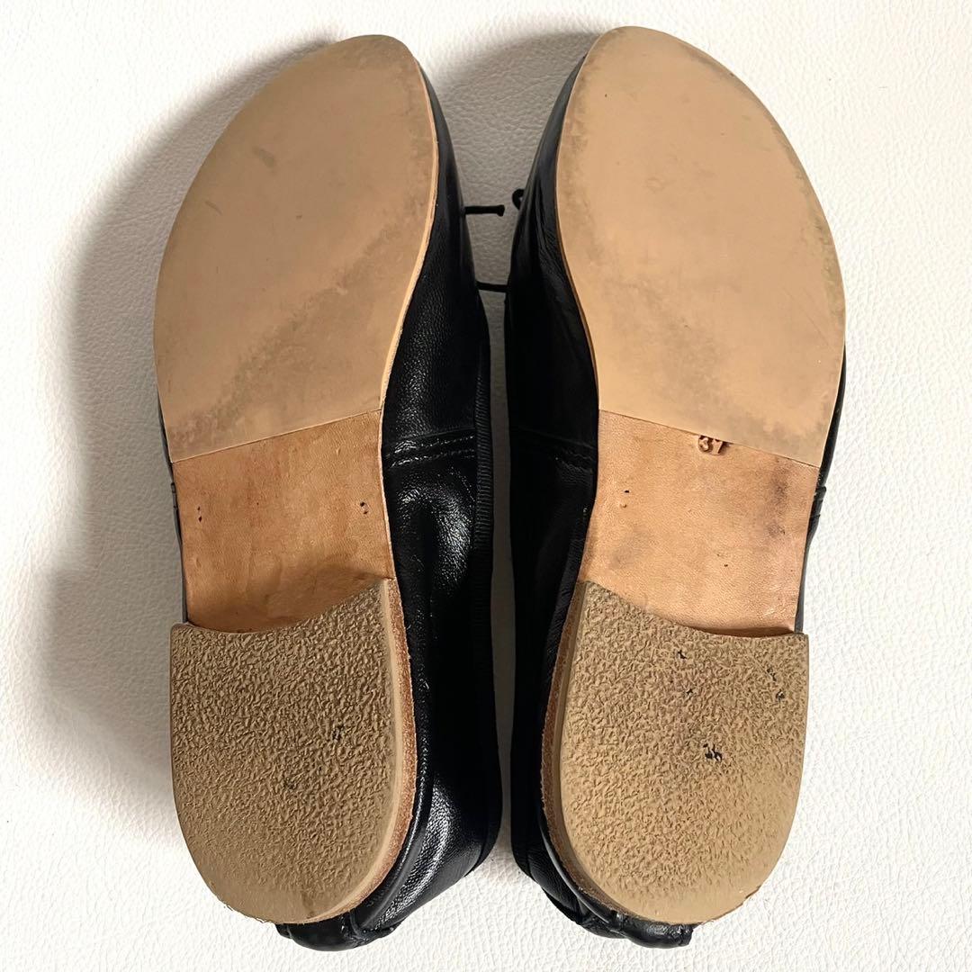 裏貼り済＊ポルセリ バレエシューズ ブラックストラップ 37
