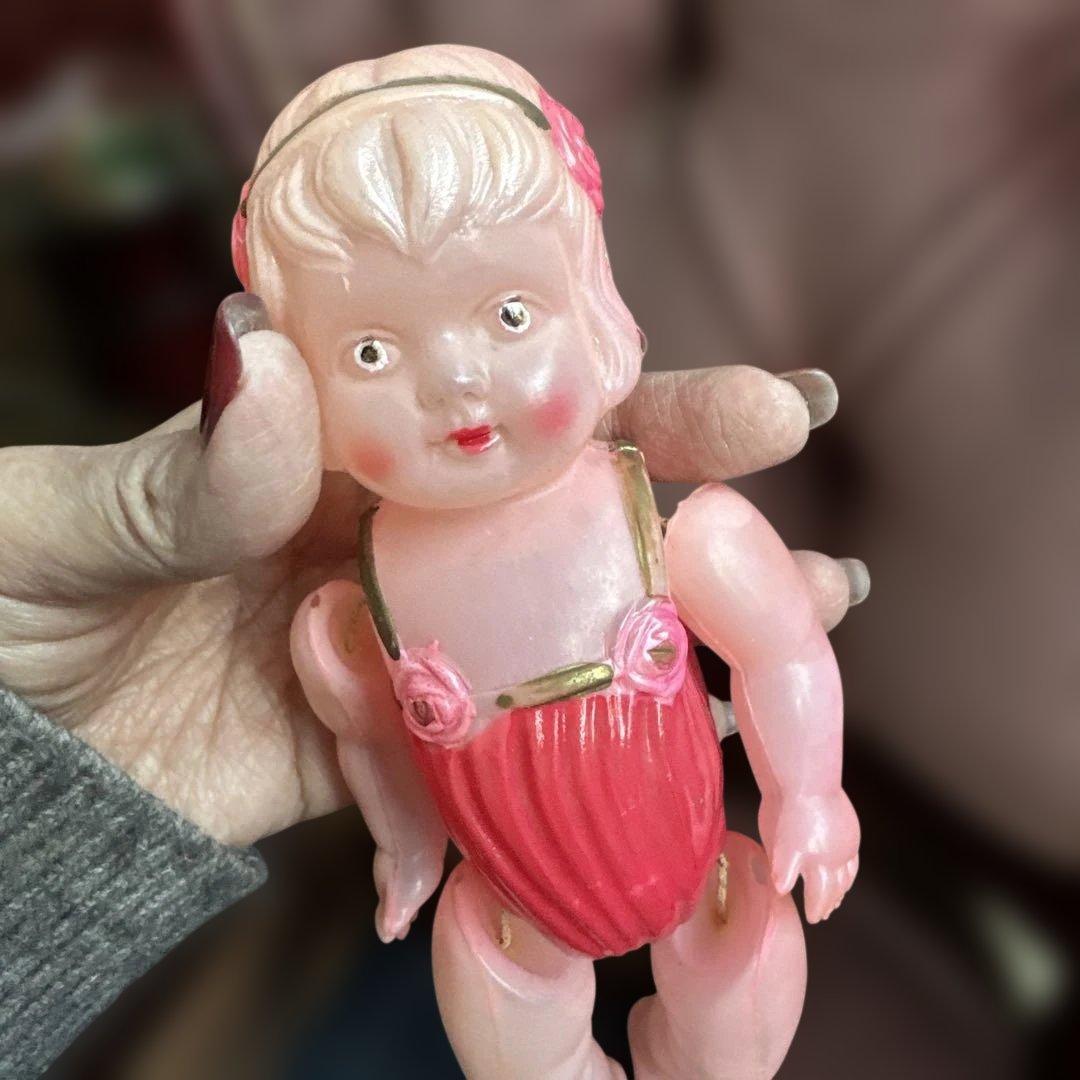 お値下げ❣️木箱入りヴィンテージ ピンク 赤ちゃん人形セルロイド