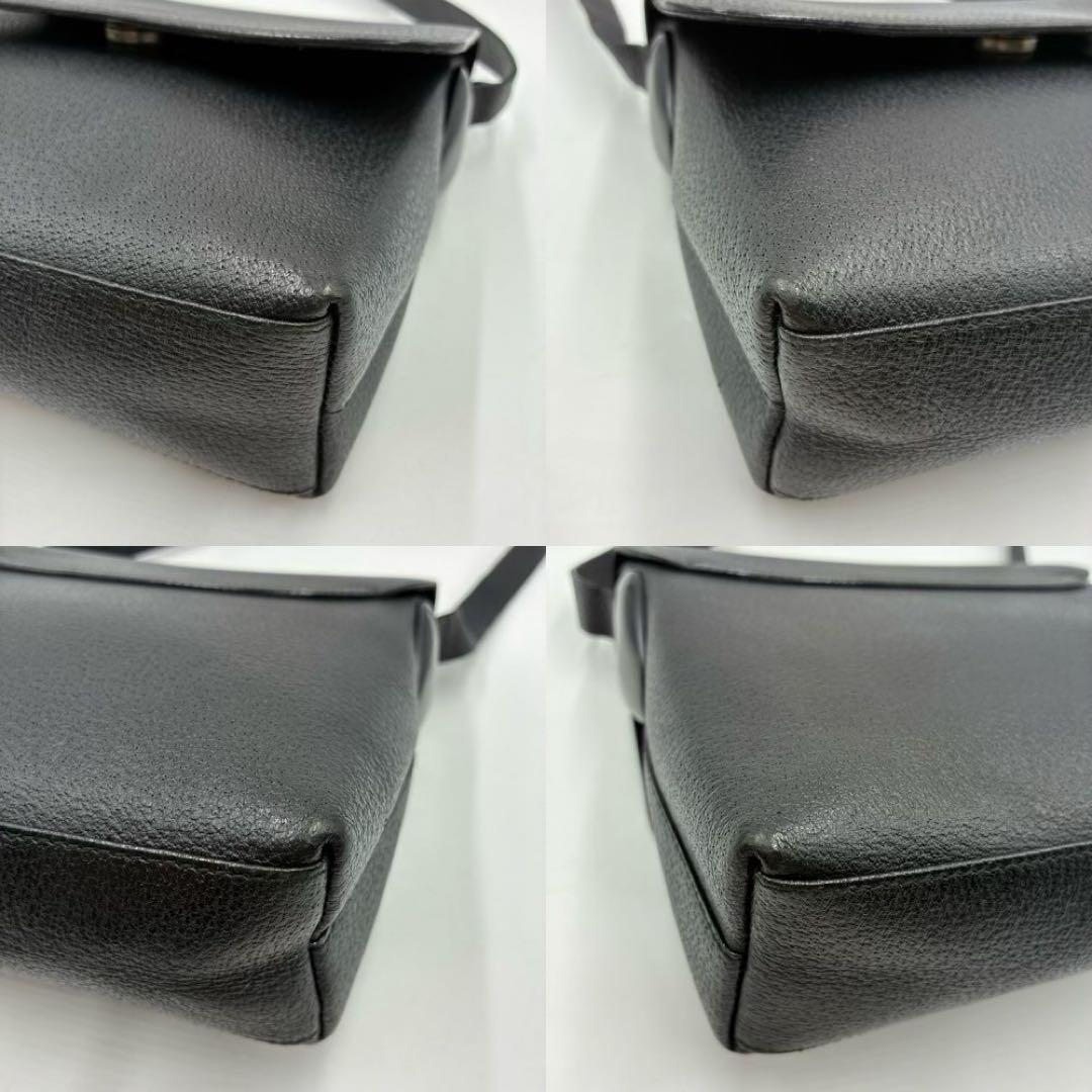 美品 GUCCI ワンショルダーバッグ 肩掛け フラップ レザー ブラック