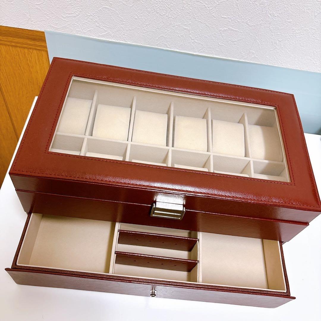 腕時計収納ケース 腕時計収納ボックス ダブル12スロットウォッチ表示ボックス