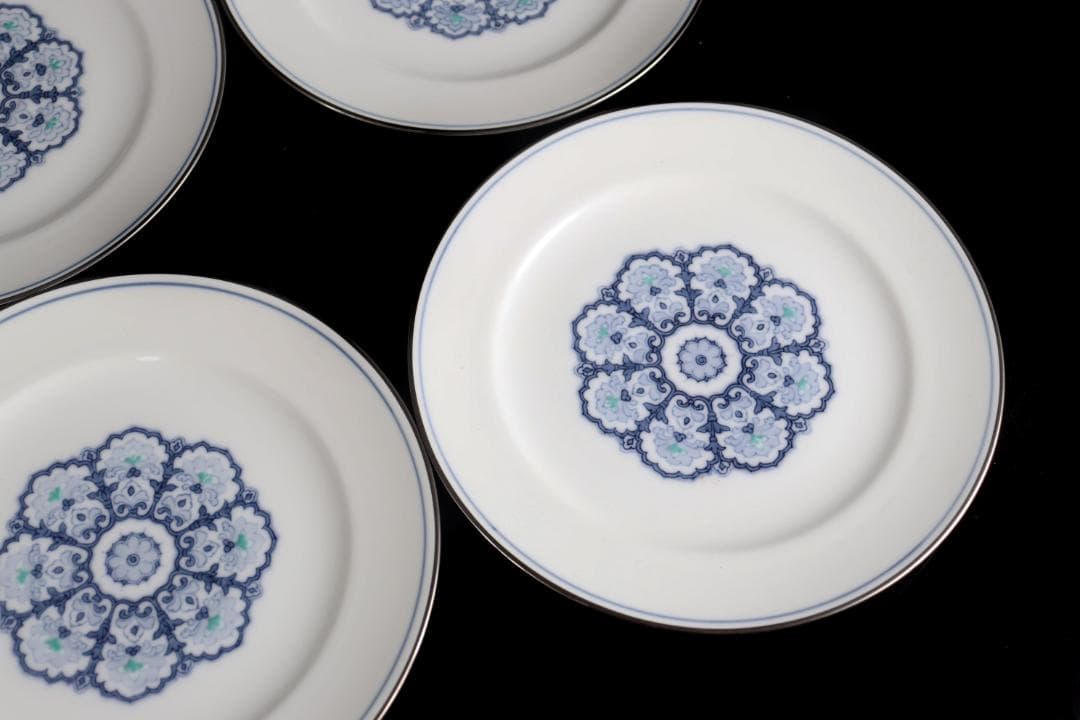 大倉陶園 呉須正倉院 プレート6枚 19.5ｃｍ 皿 プラチナ彩ハンドペイント