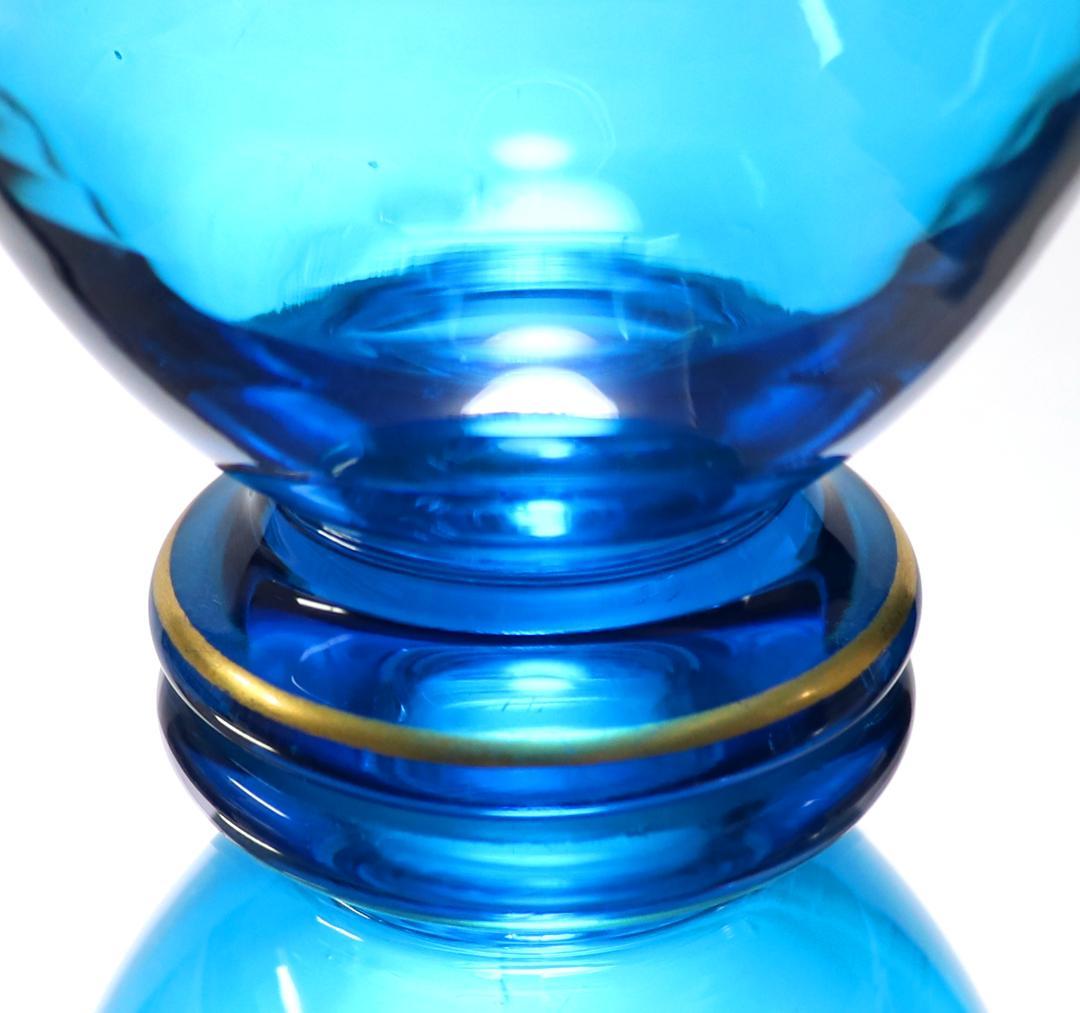 オールド・バカラ 激レア 1878年頃 金彩百合文エナメルブルーガラス花瓶 青色