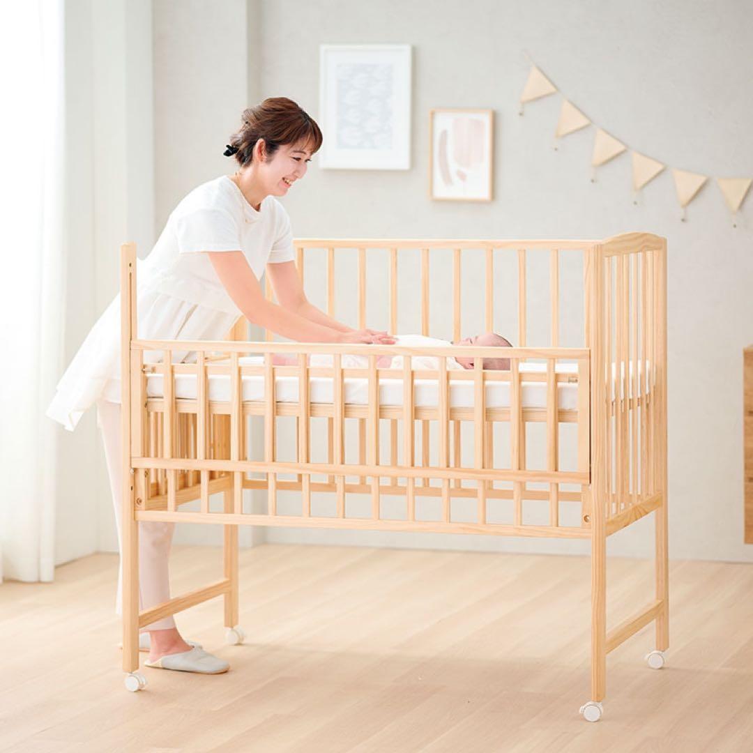 yamatoya ミニサイズトールプラスWオープンミニベビーベッド ナチュラル