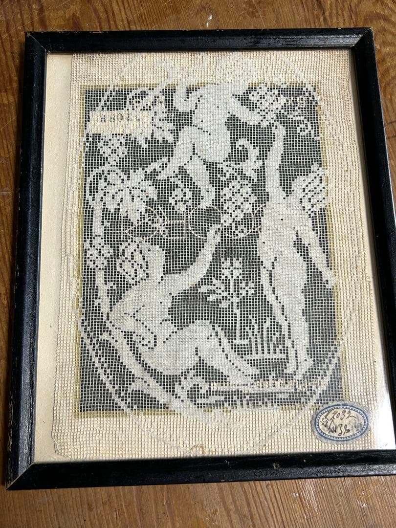 アンティークレース　フィレレース　アンティークフレーム入り 天使　angel