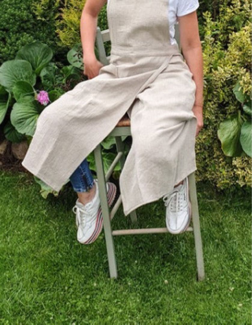 リネン エプロン リネンエプロン サロンエプロン ベージュ 作業用エプロン