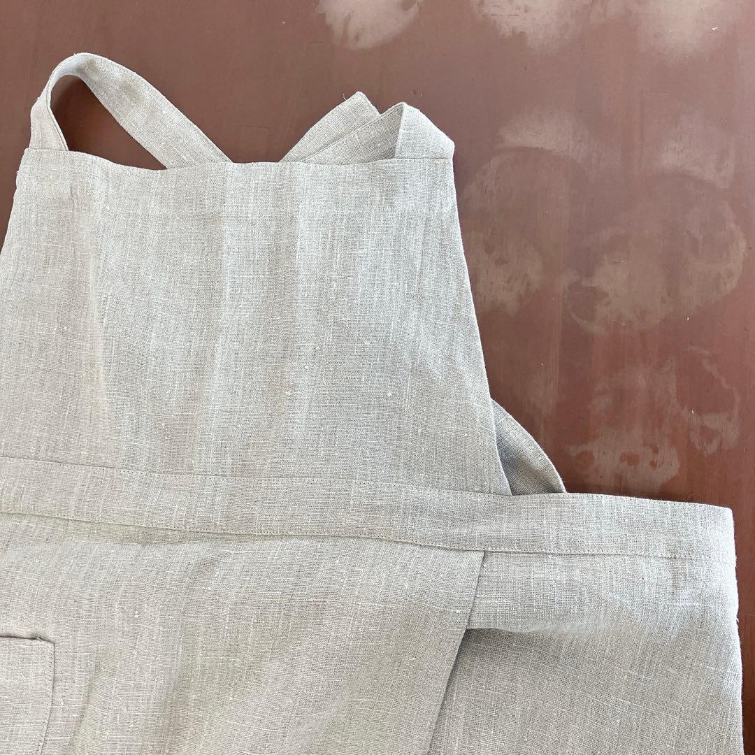 リネン エプロン リネンエプロン サロンエプロン ベージュ 作業用エプロン