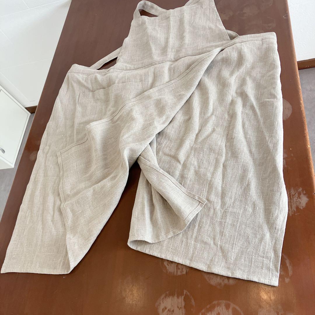リネン エプロン リネンエプロン サロンエプロン ベージュ 作業用エプロン