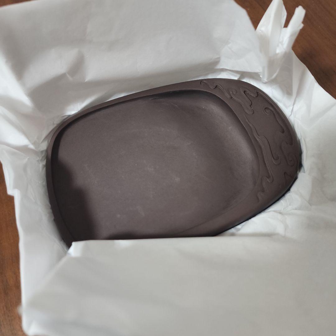 端渓硯 彫花楕円瑞雲硯 6吋