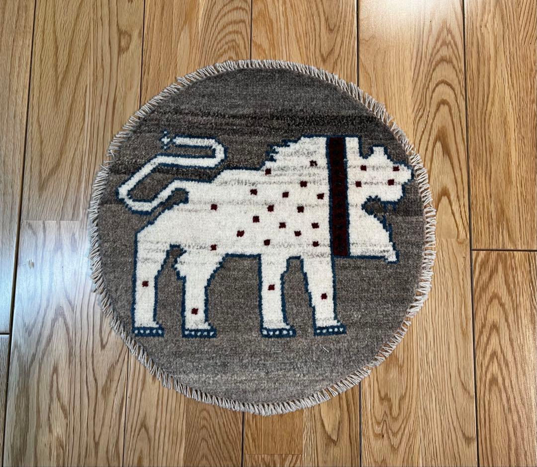 ペルシャ　アマレバフト　円形　40×40サイズ　ライオン