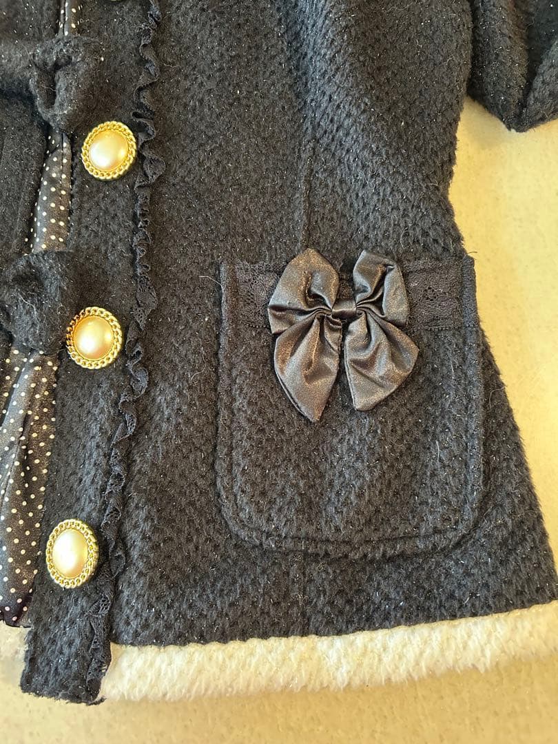 ★TRALALAリボン付きボタン ブラックジャケット★150-160