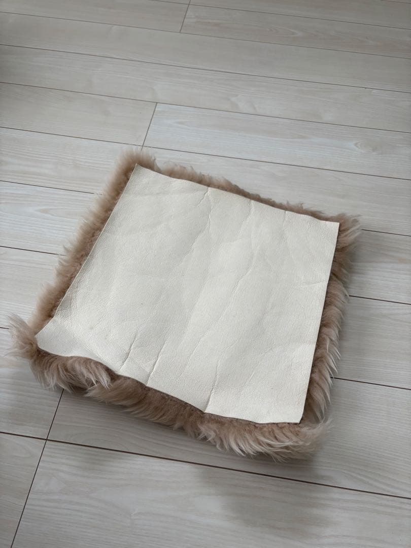 ファー ミニラグ チェアパッド4枚セット グレー ベージュ ムートンラグ