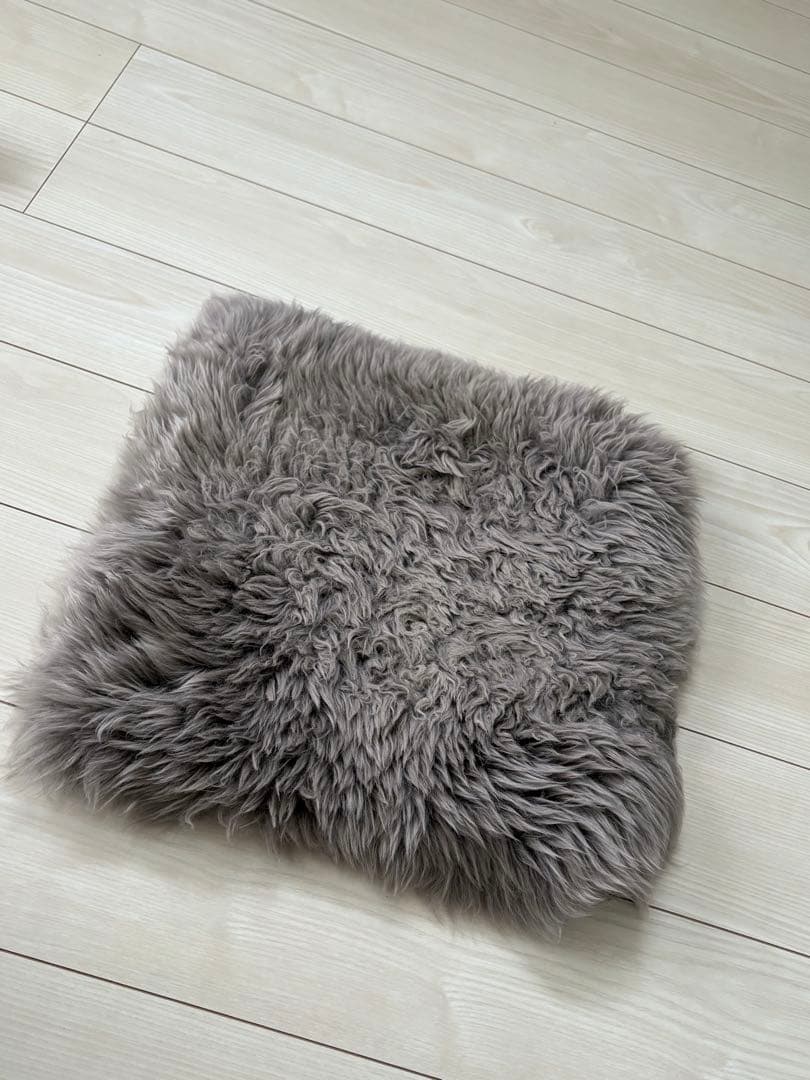 ファー ミニラグ チェアパッド4枚セット グレー ベージュ ムートンラグ