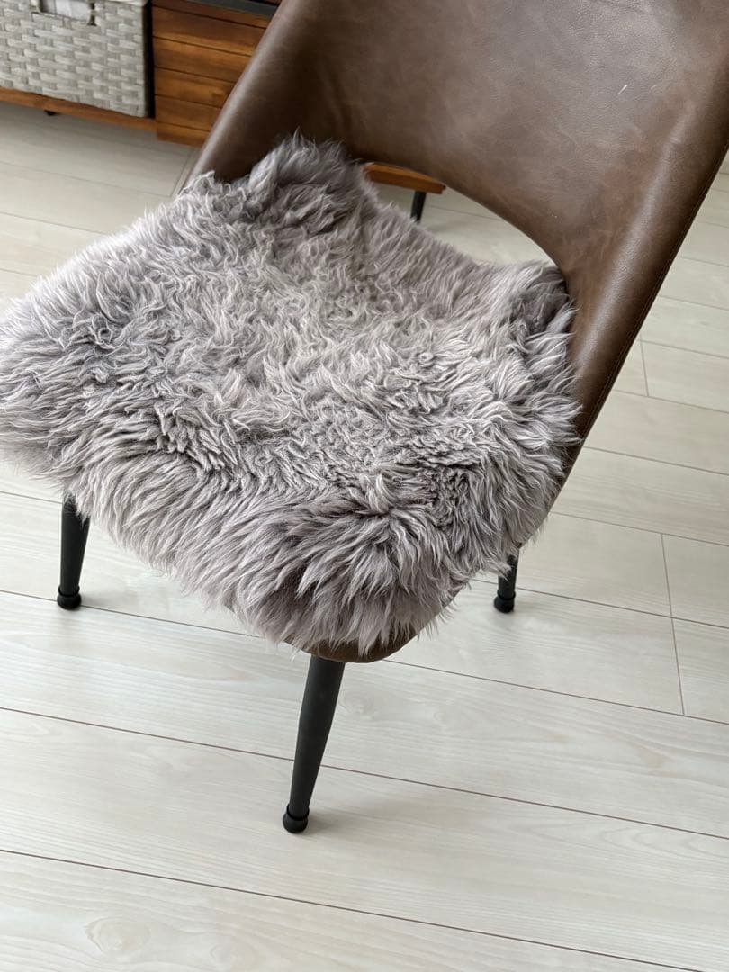 ファー ミニラグ チェアパッド4枚セット グレー ベージュ ムートンラグ